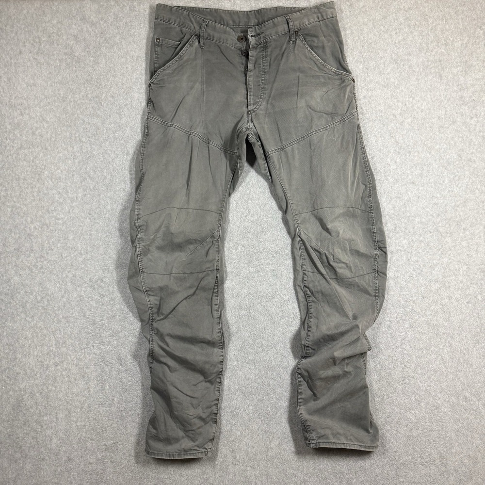 G-Star Raw 5620 Chino Arc Loose Tapered Pants Mens 33x32 Gray Button Fly 3D READ